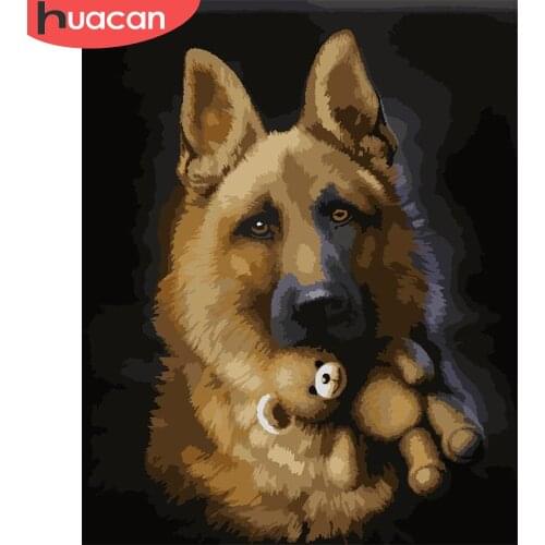 HUACAN Painting By Numbers Dog Hand Painted Paintings Art Gift DIY Pictures By Number Animal Kits Drawing On Canvas Home Decor