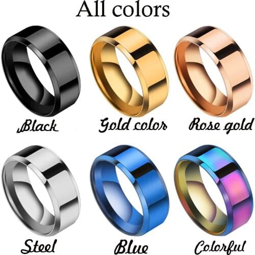 FDLK New Design 8mm Width Black Color Silver Color Stainless Ring For Women Men High Quality Couple Ring Wedding Jewelry