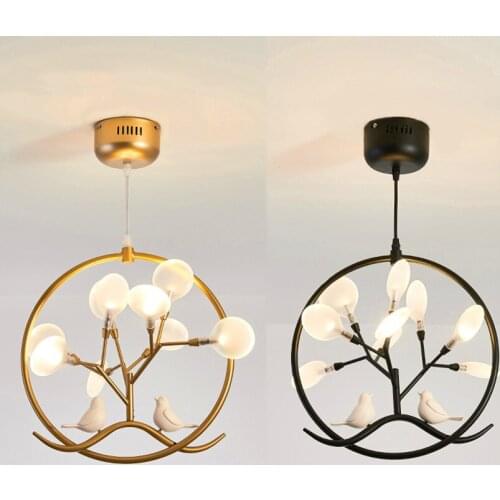 Nordic ball chandelier gold Design Tree Branch chandelier with birds Home Kitchen Restaurant home interior corridor light