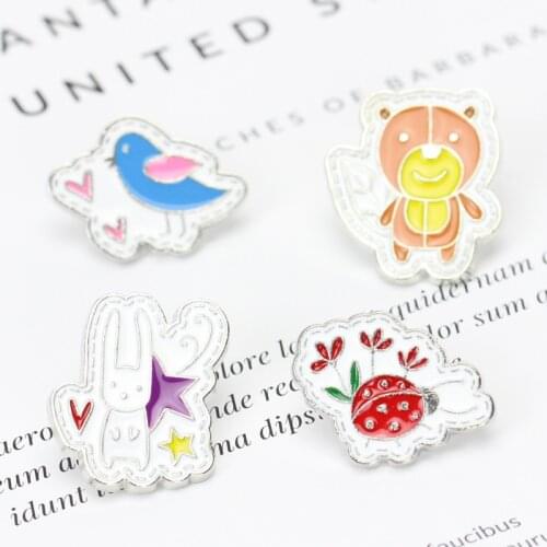 Cute cartoon animal bear and chick badge metal brooch Fun safety pin decoration gift accessory for children