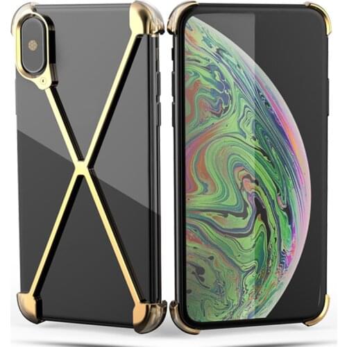 Phone Metal Bumper Protective Shell for xs max,Shockproof Aluminum Alloy X-Frame iphone x Case,use with wireless charger