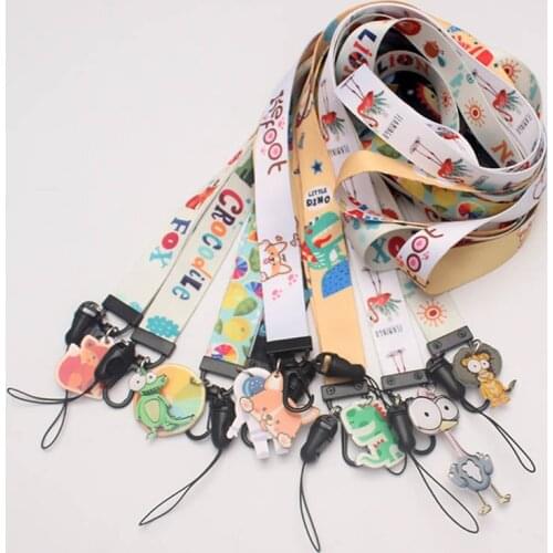 Cute Fox Flamingo Animals Broadband Nylon Adjustable Mobile Phone Lanyard for iPhone 11 Xs Lanyard Neck Strap Hang Rope