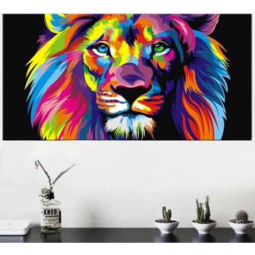 Animals Lion Wall Art Canvas Abstract Animals Lion Graffiti Poster Art Paintings On Wall Cuadros Picture For Baby Room Decor