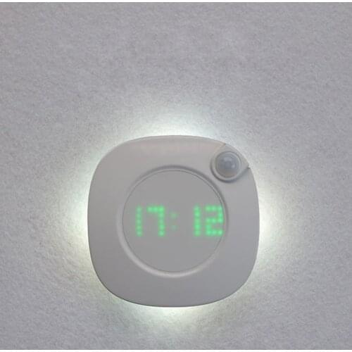 Coquimbo Motion Sensor Night Light With Clock Built In Rechargeable Battery Human Body Infrared Sensor+Light Sensor Clock Light