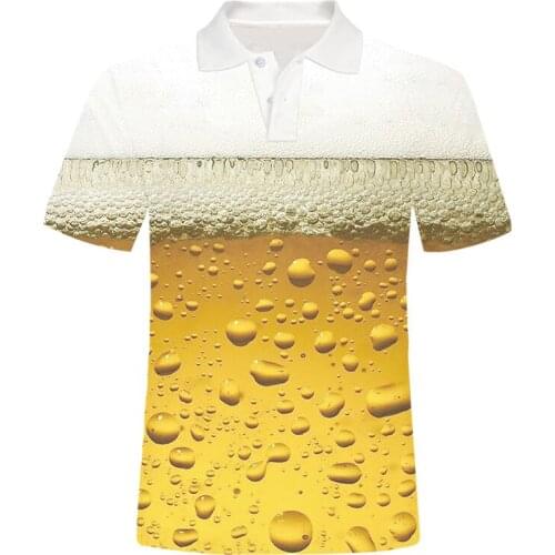 OGKB Summer Tops Unisex Hip Hop Fitness Casual Polo T Shirts Women Printed Fresh Beer 3D Men Shirt Plus Size 6XL Dropshipping