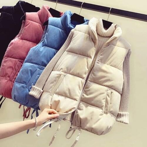 Autumn Winter Golden Velvet Vest Women Korean Fashion Stand Collar Waistcoat Thick Warm Windbreaker Sleeveless Jacket Outerwear