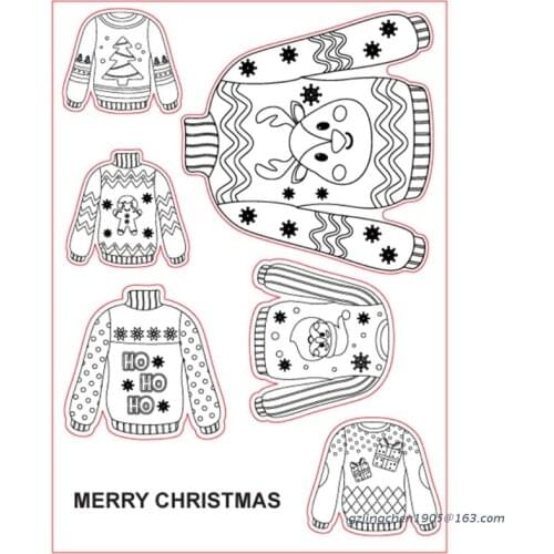 P8DE DIY Crafts Scrapbooking Mould Silicone Clear Stamp for Christmas Sweater Card