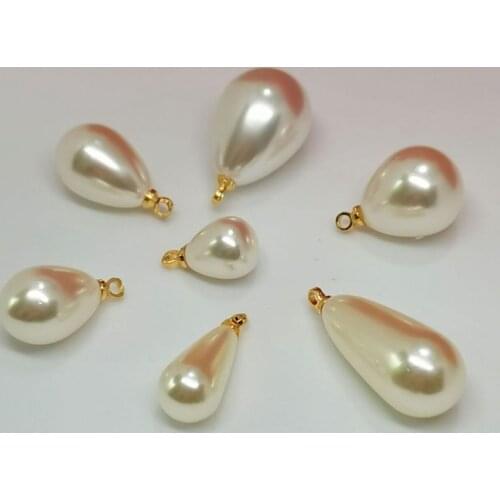 10 pcs/lot 18k Gold Plated Charms Water Drop Imition Pearl Pendant For Jewelry Materials DIY Earrings Making Accessories