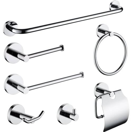 Polished Bathroom Hardware Set Toilet Tissue Paper Holder Towel Hanger Robe Hook Towel Bar Stainless Steel Bathroom Accessories
