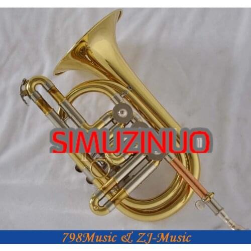 Professional Gold Lacquer Rotary Valve Cornet Bb trumpet Horn With Case