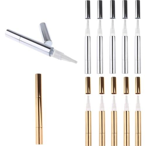 5pcs 3ml Empty Transparent Twist Pen Cosmetic Container with Brush for Lip Gloss nail Nutrient oil Tube