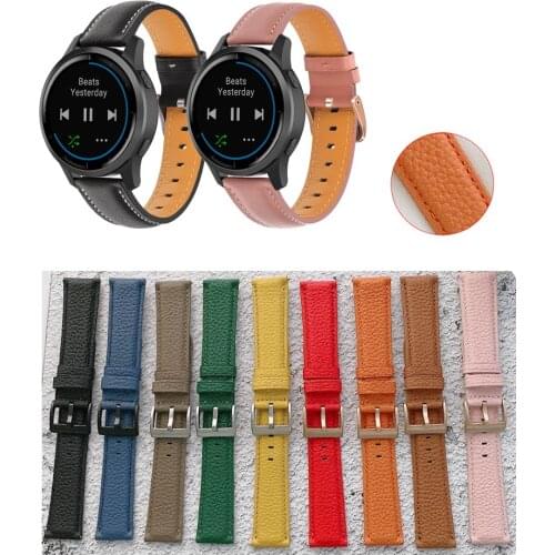 22mm Genuine Leather Band Strap For Garmin Active Vivoactive4 Smart Watch 20mm wristband for Garmin Venu sq strap