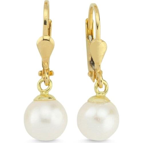 White Pearl Gold Earrings (2,1) For Women Extraordinary Earrings Jewelry