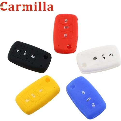 Silicone Car Key Cover Case for VW Golf for Skoda Yeti Superb Rapid Octavia for SEAT Leon Ibiza 3 Button Remote Key Shell Case