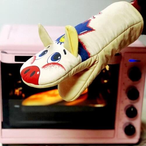 1Pc Cute Pig Non-slip Anti-scalding Kitchen Microwave Glove Baking Oven Mitten Position welding oven kitchen gloves gant cuisine