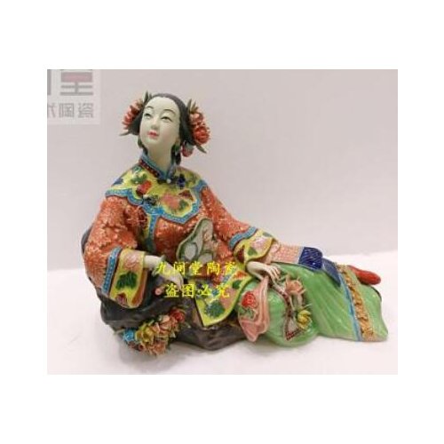 Ancient beauty yingchun Shiwan High-end luxury doll ceramics girl Beauty figure Sculpture statue Home Decoration