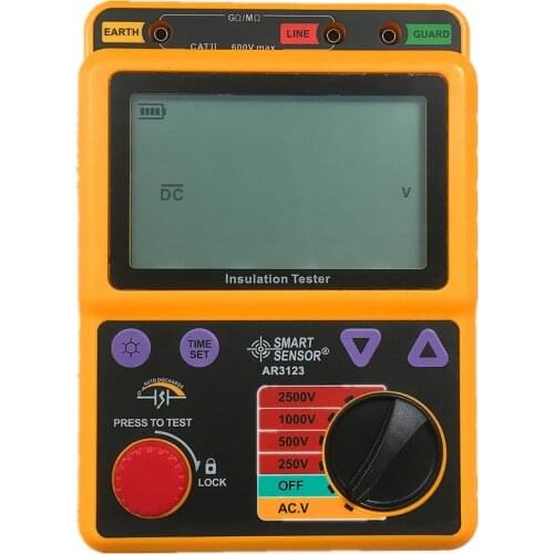 250-2500V Digital High Voltage Insulation Resistance Tester Megohmmeter Voltage Tester Ohm Meter Smart Sensor AR3123
