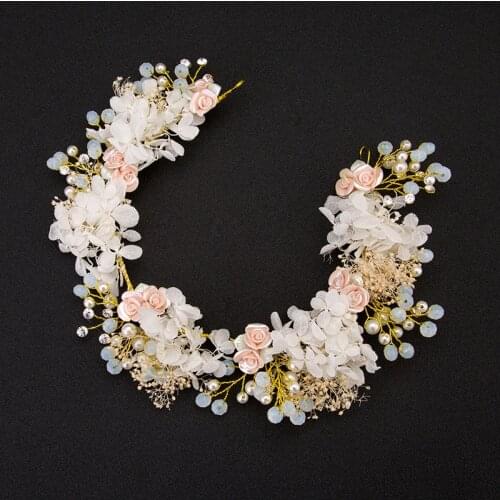 New Trendy Charms Bridal Tiara Baroque Flower Crown Wedding Dress Hair Accessories Pearl Jewelry Crystal Headband Handwork Gifts