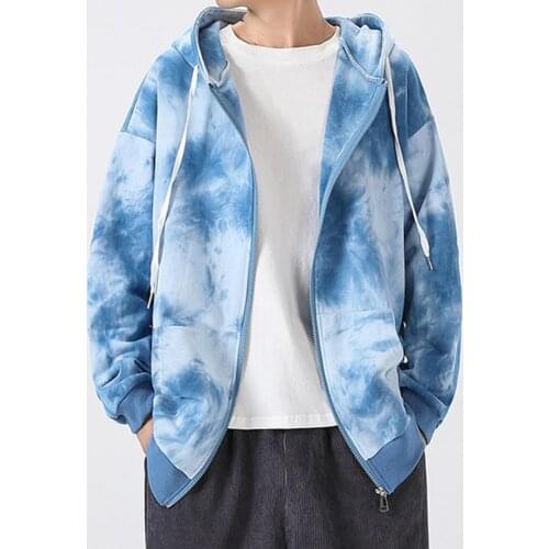 Autumn Winter Hoodies Sweatshirts Men Women Casual Loose Tie Dye Zipper Long Sleeve Oversized Streetwear Outfits Jacket Coat