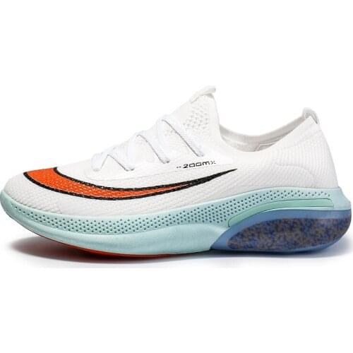 High Quality Breathable Comfortable Mesh Running For Men Sport Couple Shoes Black Orange Sneakers Marathon Level Cushioning