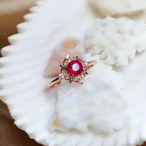 Shilovem Natural New Burning Pigeon Blood Ruby Gemstone Rings for Women Real 925 Sterling Silver new gift plant mj0505999agh