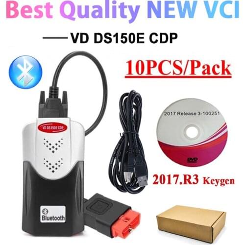 10PCS/Lot DHL New vci vd ds150e cdp with bluetooth 2017.r3 Keygen for delphis obd2 Auto Diagnostic Tools obd Car Truck Scanner