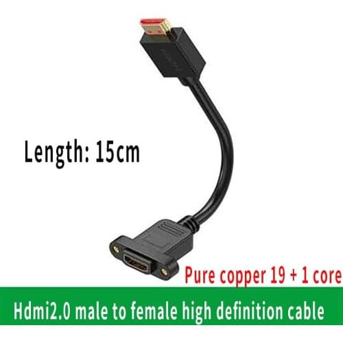 15CM/0.49FT HDMI compatible male to female extension cable with ear screw hole fixed 2.0 version 4K TV HD cable 19 + 1 core