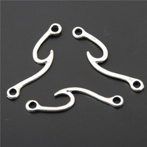 20pcs Silver Color Bracelet Clasps Hooks For Leather Rope Bracelet Connectors Fish Hooks Charms Pendant DIY Findings A2673