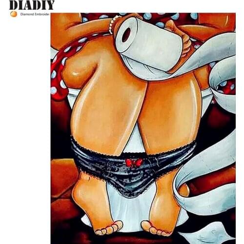 5d diy Diamond embroidery lady in toilet diamond painting Cross Stitch full round Rhinestone mosaic home decoration