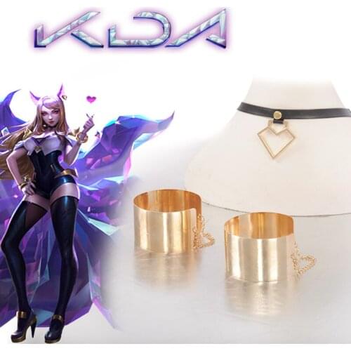 Free Postage Game LOL KDA K/DA Group Kaisa Ahri Akali Evelynn Girls Cosplay Collarbone Chain with Necklace Choker Armlet Cuff