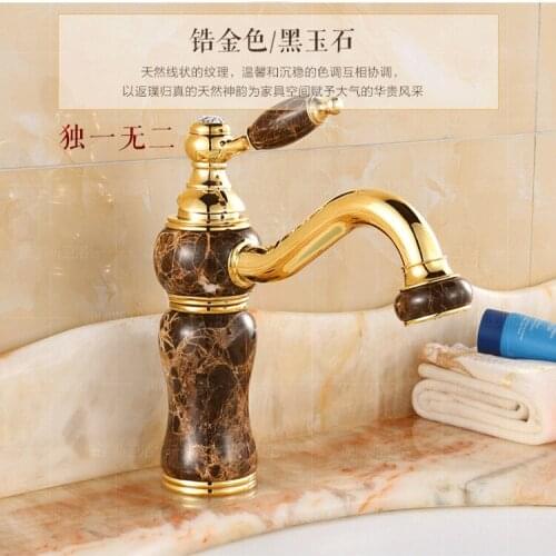 Free shipping Cheapest price Black bowlder bathroom faucet with high quality solid brass golden basin sink faucets