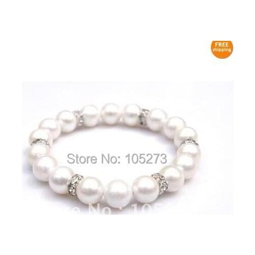 Lovely Big Size AA 10-11MM White Color Genuine Freshwater Pearl Bracelet Pearl Jewelry 8inch Fashion Jewelry New Free Shipping