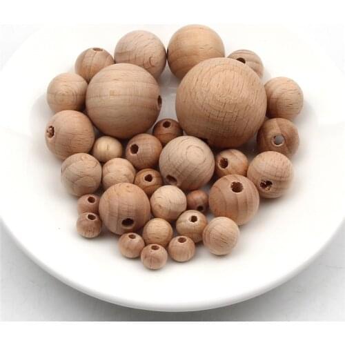 8-30mm Natural Beech Wooden Beads Round Balls Baby Wood Loose Spacer Beads For Jewelry Making Diy Necklace Bracelet Supplies