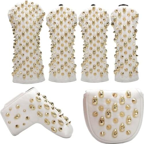Golf Headcovers Skull Rivets PU Leather For Driver Fairway Hybrids Clubs Golf putter cover