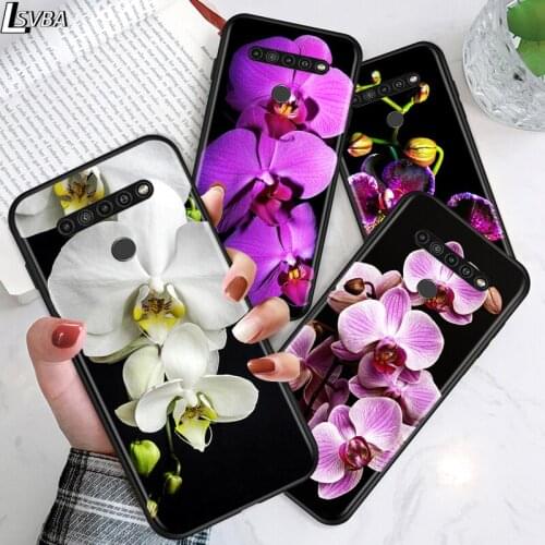 Orchid Flowers Colorful for LG G8 G8S G8X V30 V35 V40 V50 V60 ThinQ Q60 K40 K50 K30 K41 K51 K61 K71 K22 Black Phone Case