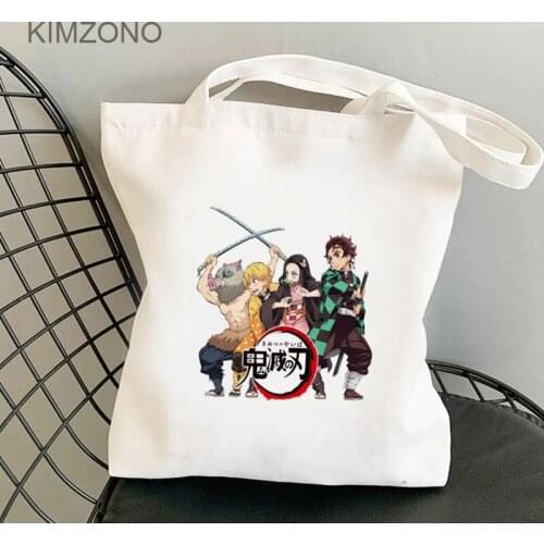 Demon Slayer shopping bag shopping canvas cotton recycle bag bag sac cabas tote jute shoping sacolas