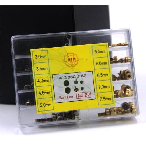 BD-B2 Watch Part Brass Golden / Silver Watch Crowns Kit,Assortment Watch Crown Replacemnet Parts for Watchmakers