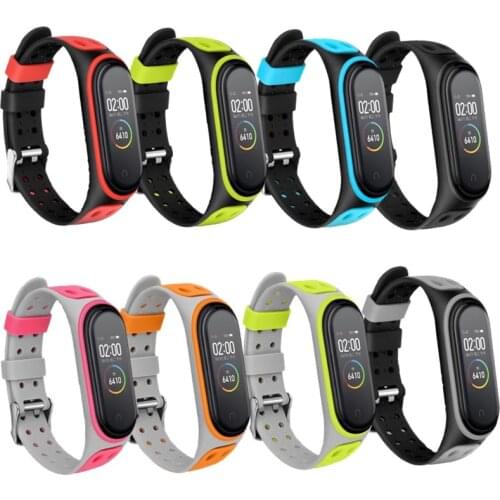 Breathable Double Buckle Silicone bracelet For Xiao mi Miband 5 strap Replacement Wristband for xiaomi mi band 5/4/3 bracelets