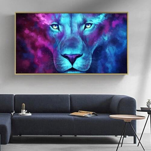 Large size color starry sky lion diamond painting modern animal picture rhinestone mosaic art wall art poster home decoration