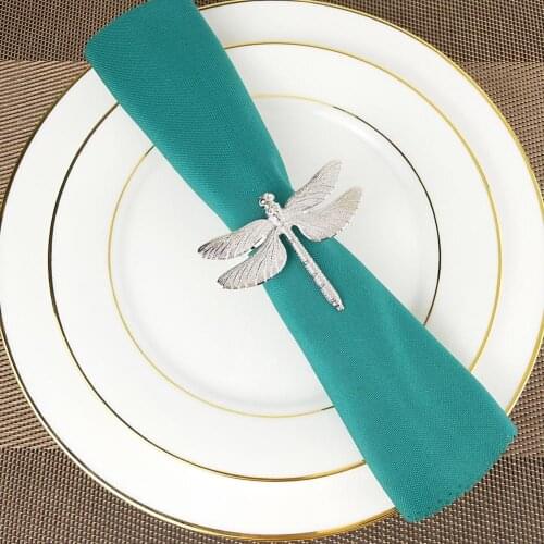 Napkin Rings Plated Metal Dragonfly Gold Napkin Buckle Hotel Wedding Party Table Dinner Decoration Napkin Holder servilletero