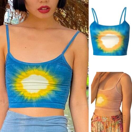 Floral Print Crop Y2k Top Women Summer Sleeveless Y2K Fashion Printed Sleeveless Sling Slim-fit Solid Color Top