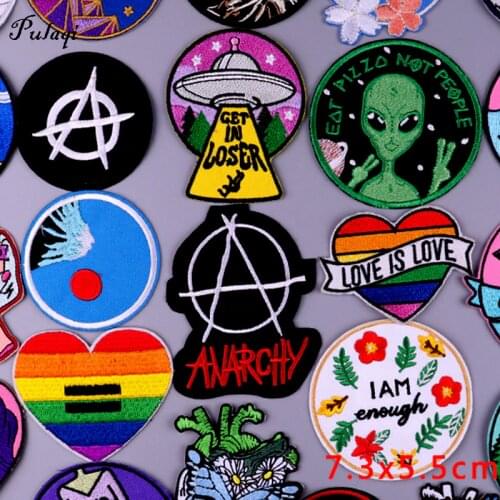 Round Shape Embroidery Applique UFO Ironing Sewing Supplies Decorative Badges Dog Animal Patches For Clothing Sticker Applque