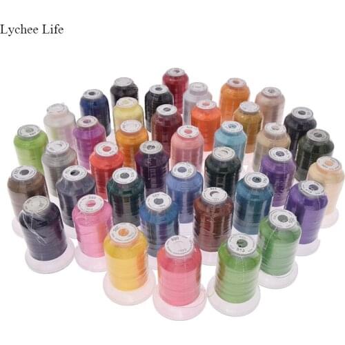 Lychee Life 40 Colors 120D/2 Polyester Embroidery Thread Set Handmade Sewing Accessories For Garment