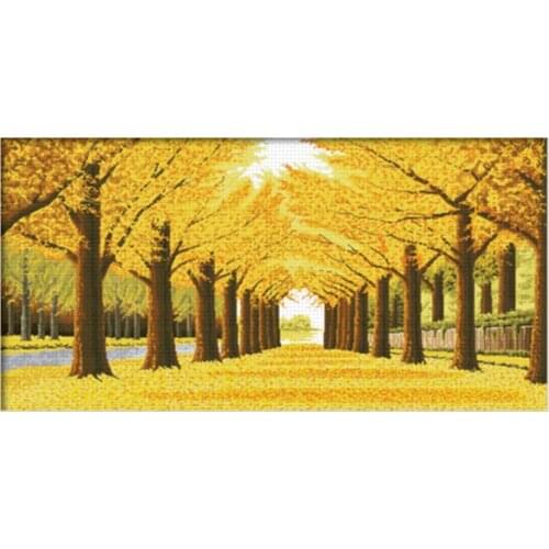 Stamped Cross Stitch Kit Accurate Pre-Printed Pattern Scenery- Autumn Landscape