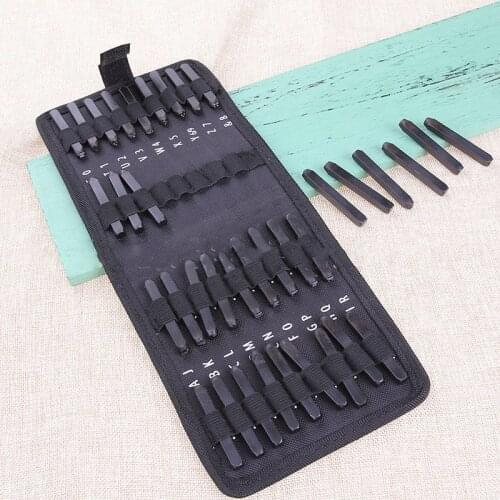 36pcs Letter Number Metal Punch Tool Kit Canvas Bag Steel Stamping DIY Bracelet Tag Punching Custom Logo Name Leather