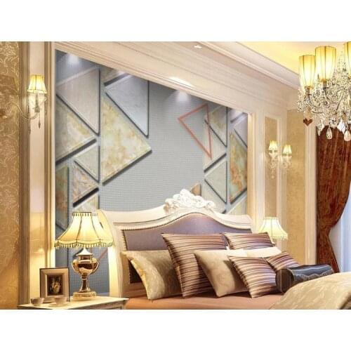 Wall paper 3d mural custom bedroom Geometric triangle marble TV background wall 3D Wallpaper murals living room