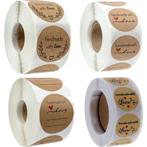 New Designs Kraft Color Paper 2.5cm Dia In Stock Sticker Disposable Product Handemade Thankyou Adhesive Stickers
