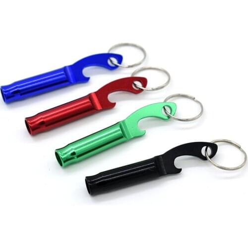 Wholesale 500pcs/lot mini pocket Aluminum Keychain Keyring Whistle portable beer bottle can opener promotion gift custom logo