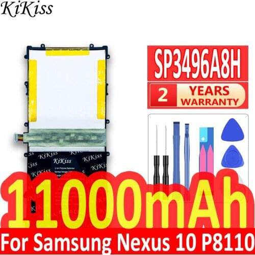 11000mAh KiKiss Original SP3496A8H Battery For Samsung Google Nexus 10 GT-P8110 HA32ARB Tablet Battery with repair tool