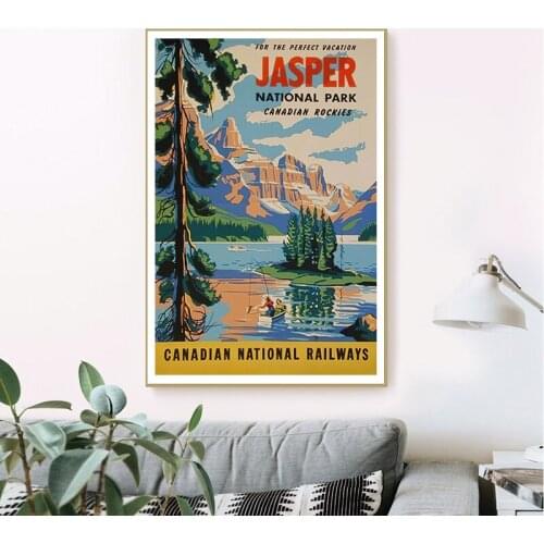 Canada Jasper National Park Landscape Art Print Vintage Travel Poster Canadian Wall Art Pictures Canvas Painting Home Room Decor